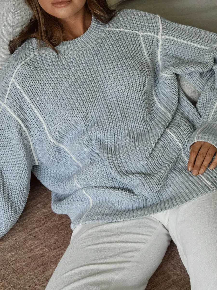 Oversized Chunky Knit Crew Neck Sweater