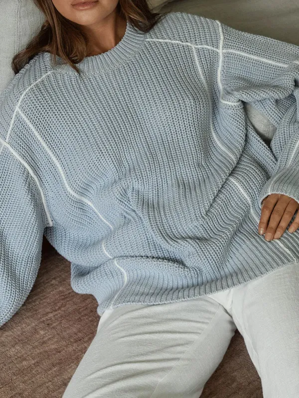Oversized Chunky Knit Crew Neck Sweater