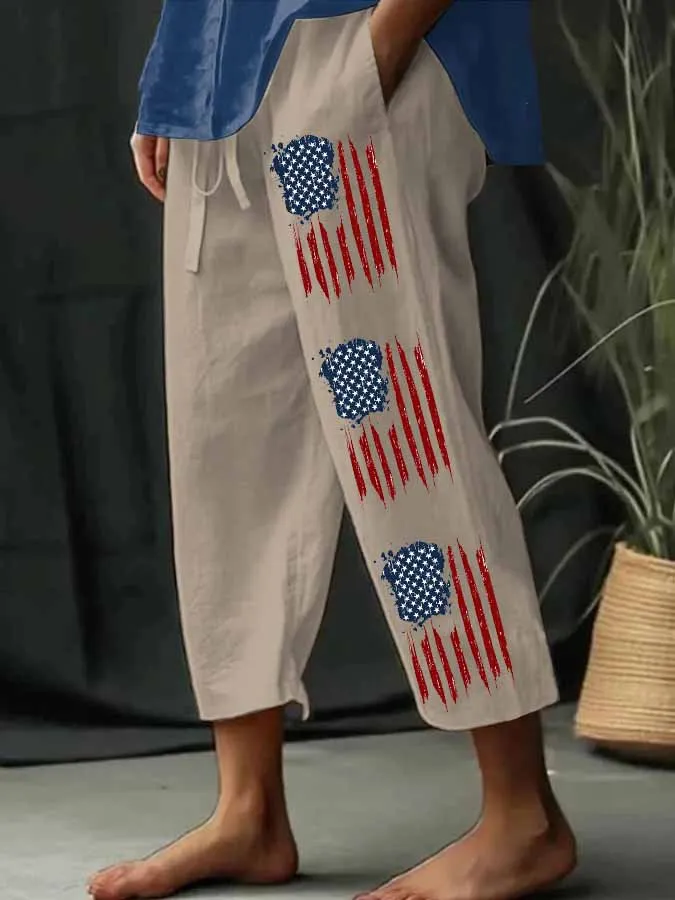 Women'S Straight-Leg Pants With National Flag Prints