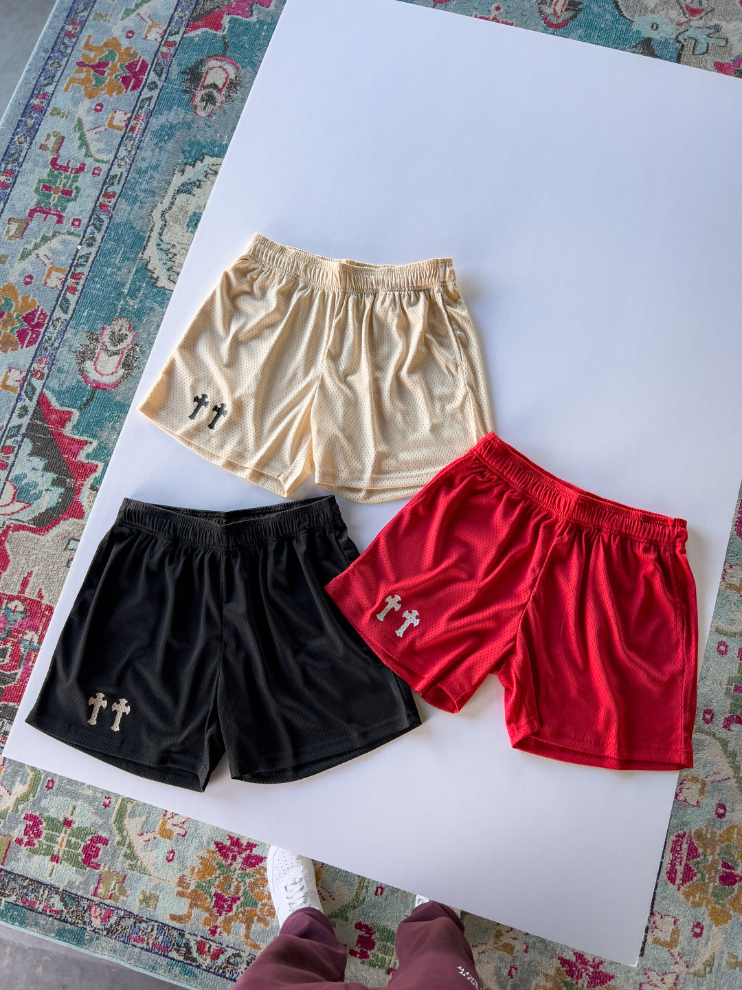 VENTED MESH SHORTS MEDIEVAL - CREAM / BLACK