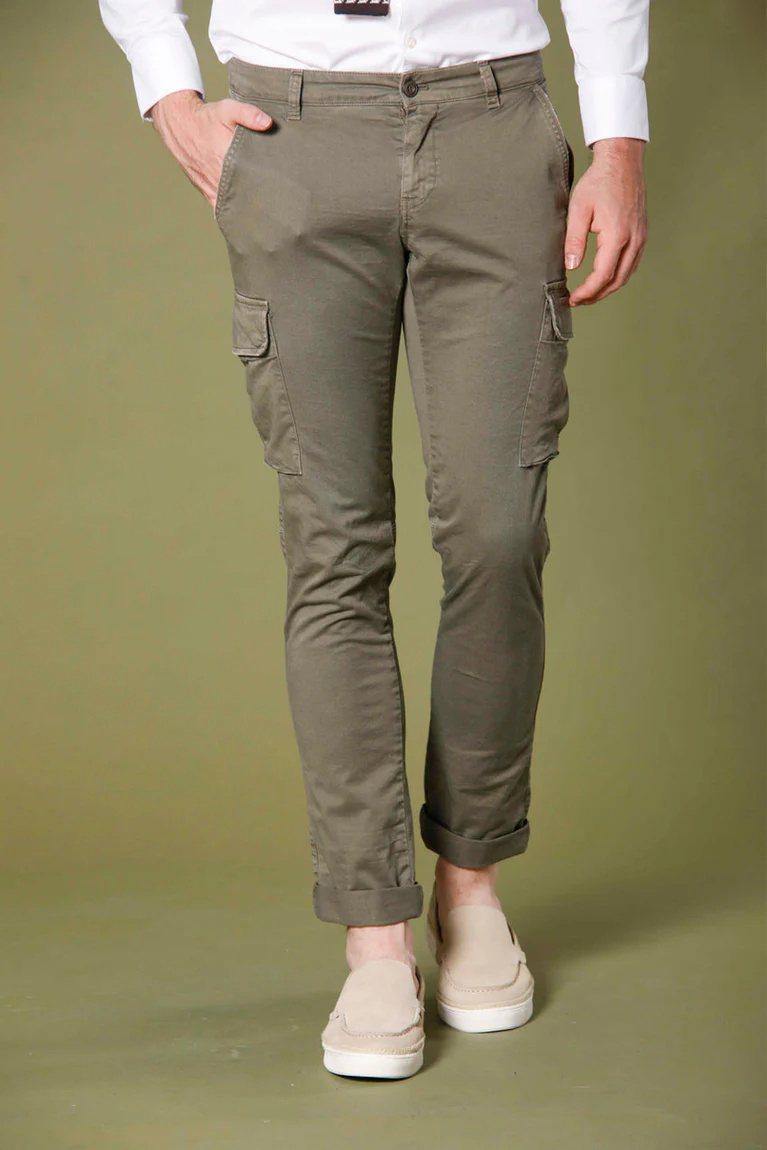 Military Green Men's Slim Fit Cotton Stretch Overalls