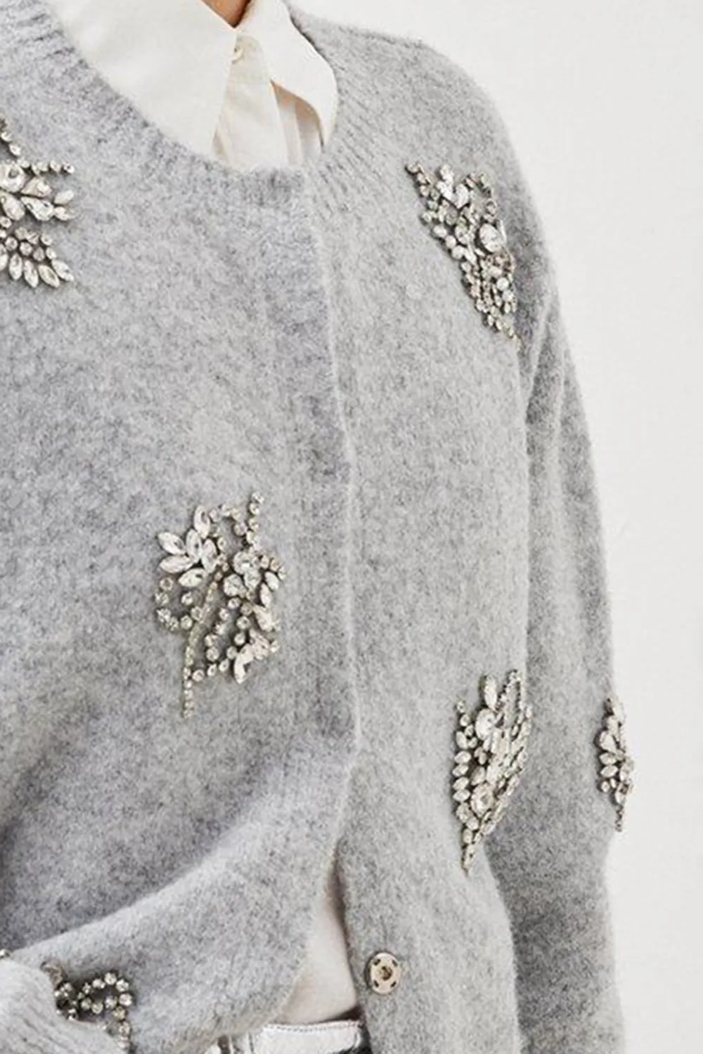 Wool Blend Embellished Cosy Knit Cardigan