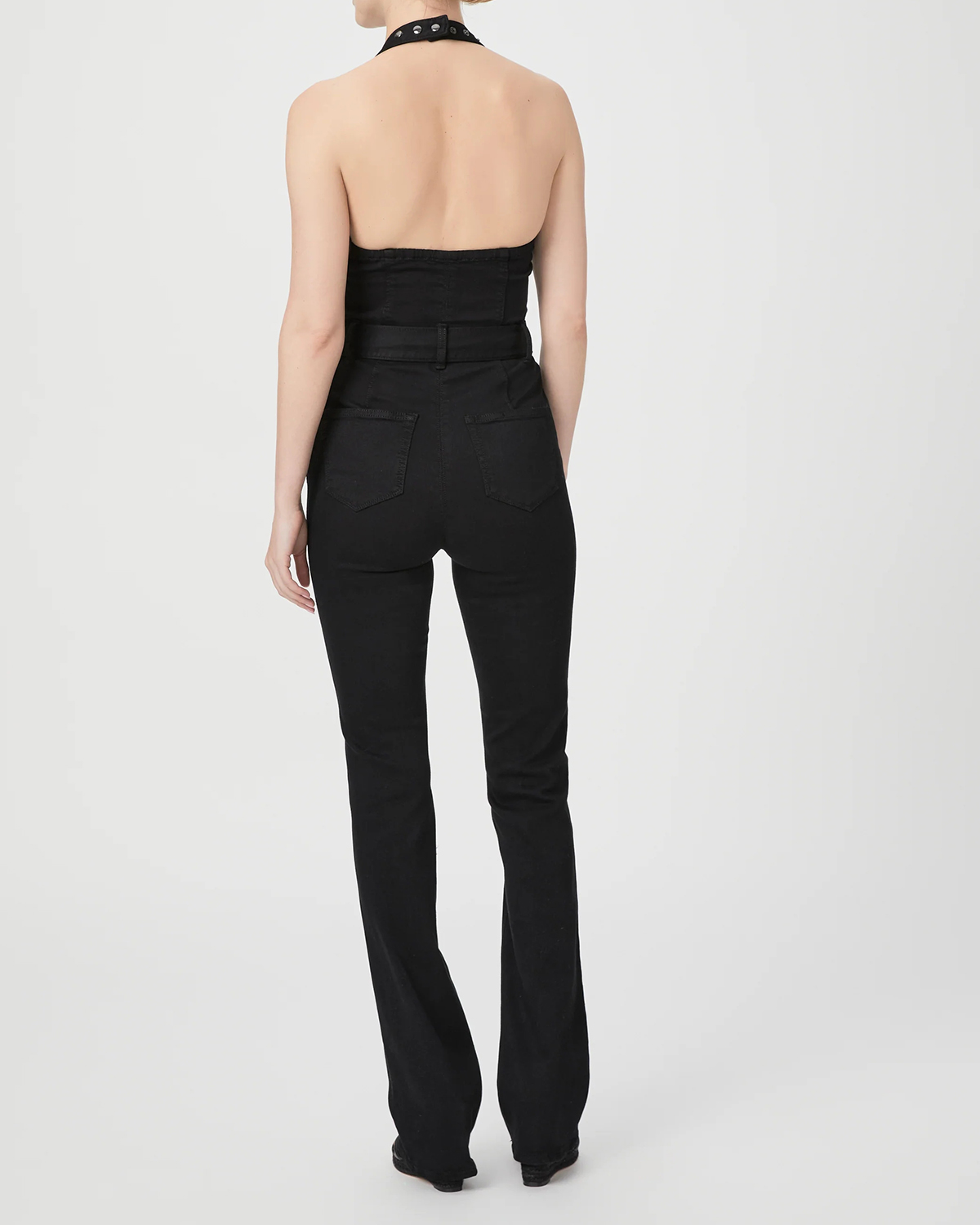 Black Halter Neck Belted Jumpsuit