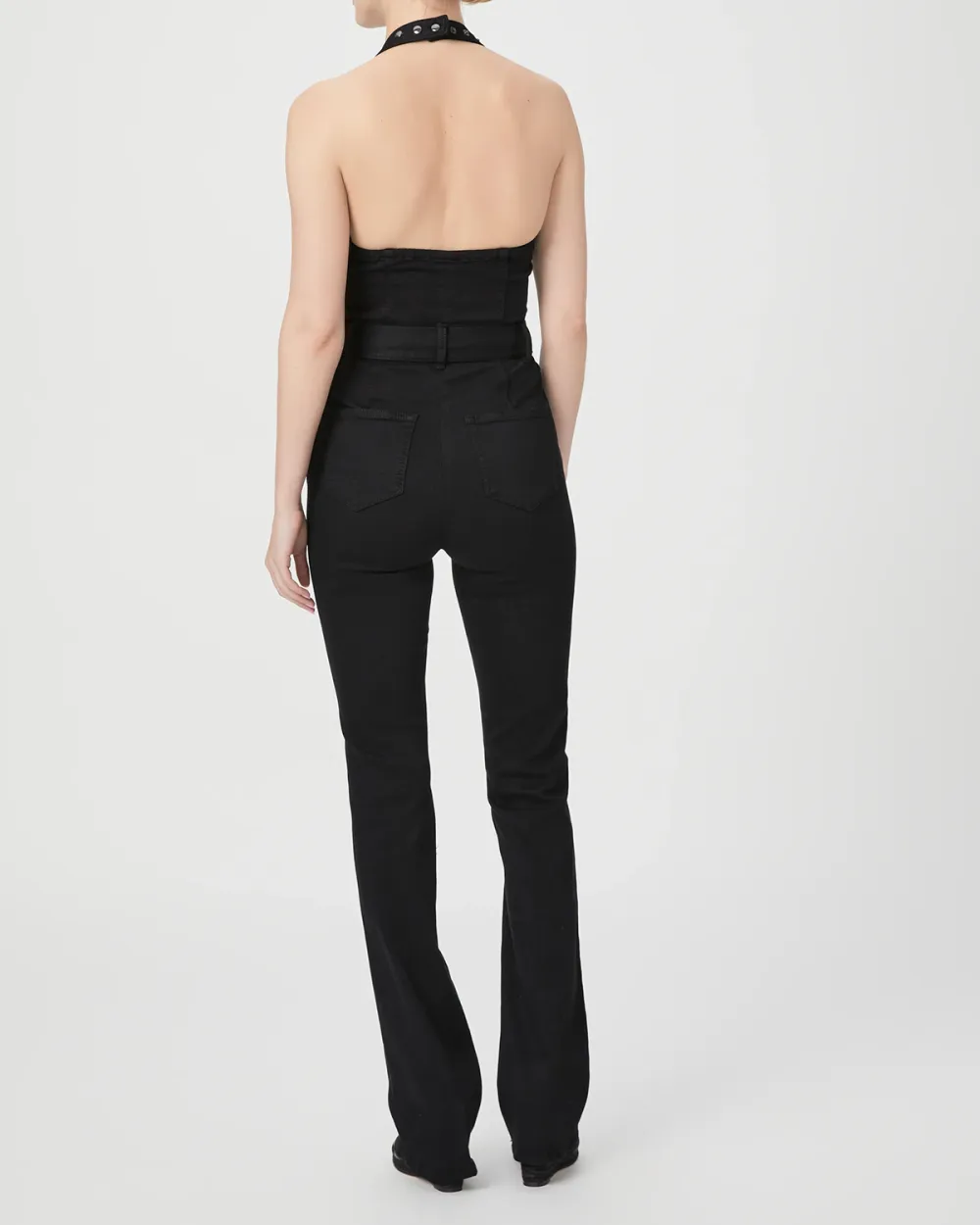 Black Halter Neck Belted Jumpsuit