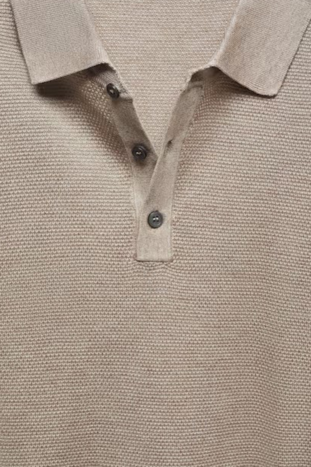 Buttoned Micro-Structure Knitted Polo Shirt