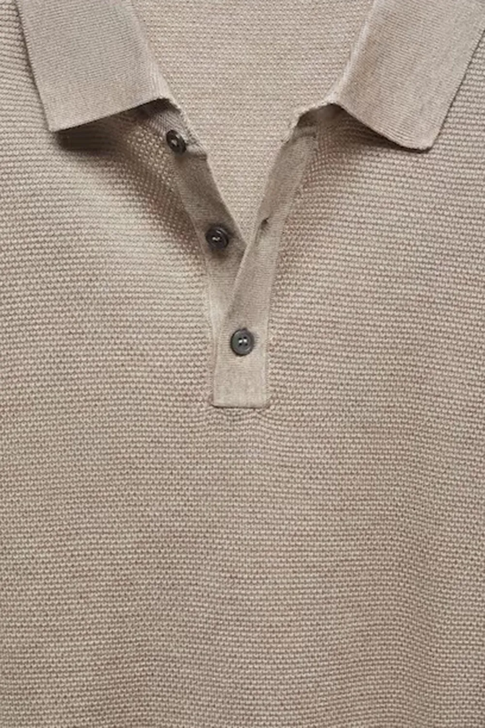 Buttoned Micro-Structure Knitted Polo Shirt