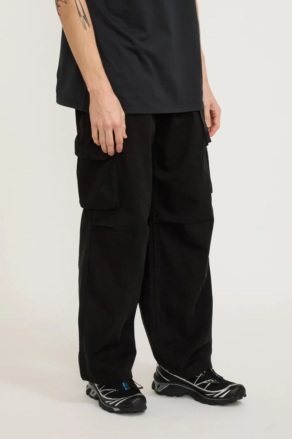 Black Straight-Leg Cargo Trousers