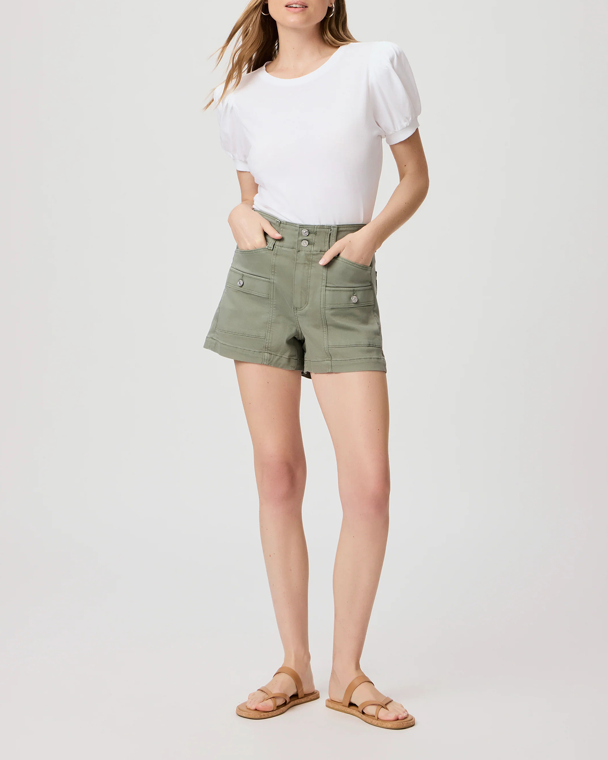Olive Green Cargo Style Shorts