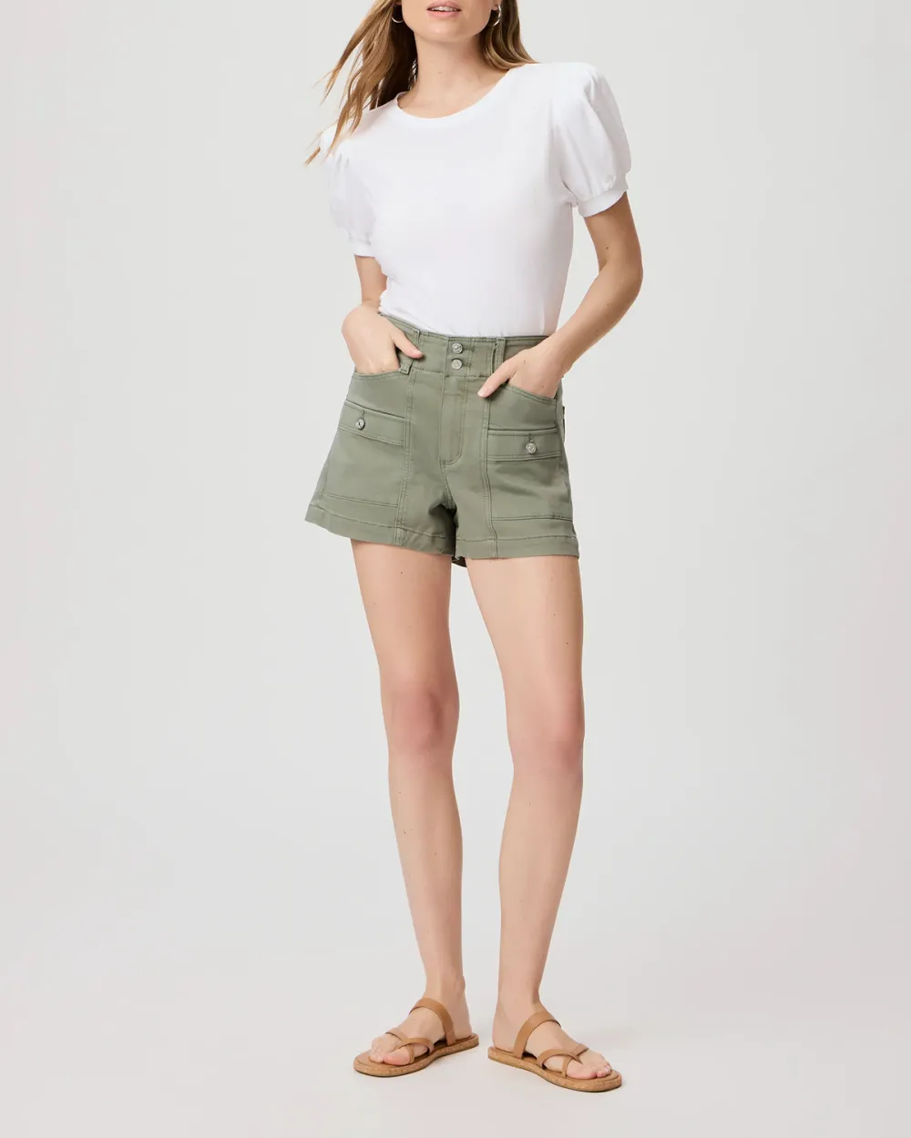 Olive Green Cargo Style Shorts
