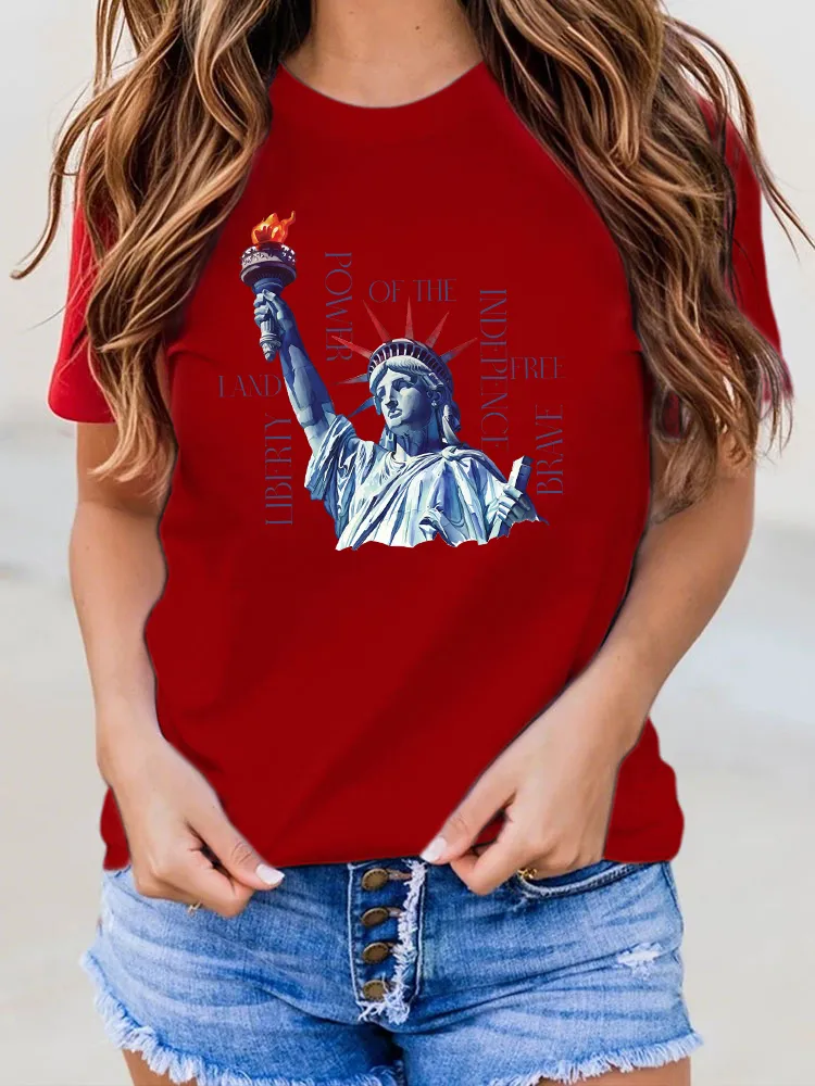 Woman'S Power Of The Indepence Round-Neck Short-Sleeved T-Shirt