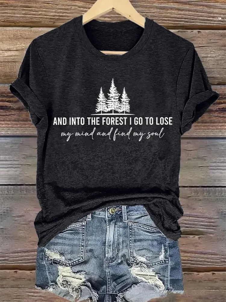 Retro Hiking Outdoors Camping And Into The Forest I Go To Lose My Mind And Find My Soul Print T-Shirt