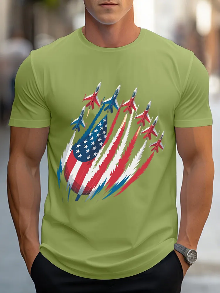 Man'S Independence Day Round-Neck Short-Sleeved T-Shirt
