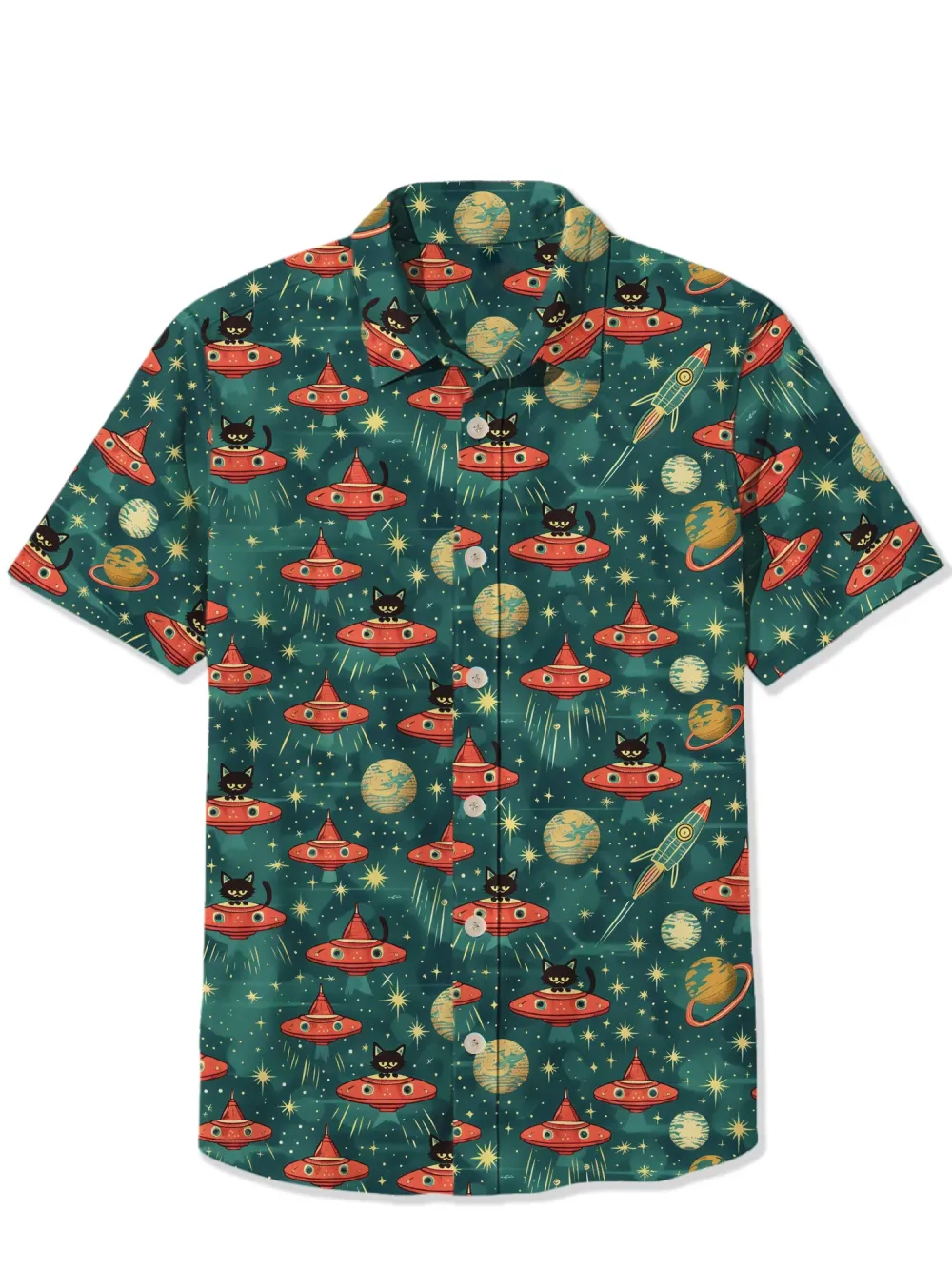 Astronaut Cat Planet UFO Shirt