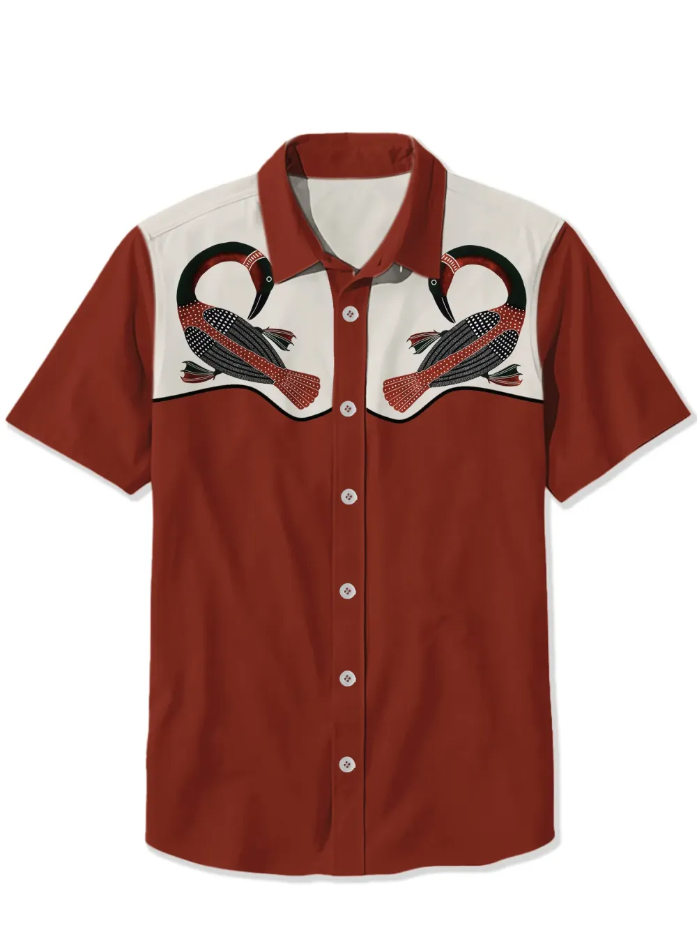 Elegant Red Retro Goose Shirt