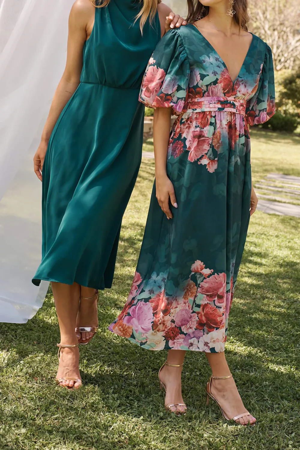 Dark Green Sleeveless Mock Neck Midi Dress