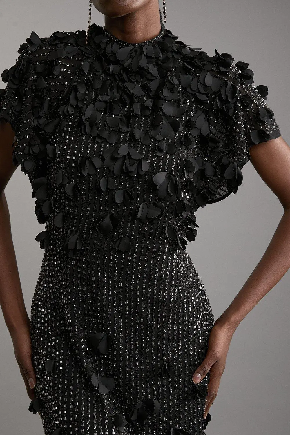 Petite Crystal Applique Angel Sleeve Midaxi Dress
