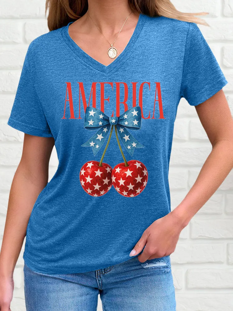 Woman'S Independence Day Print Short-Sleeved T-Shirt