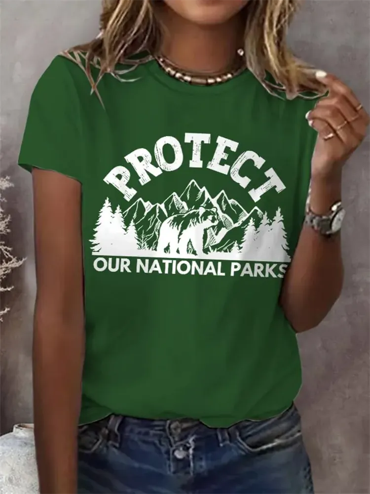 Woman'S Protect Our National Parks Round-Nack Short Sleeve T-Shirt