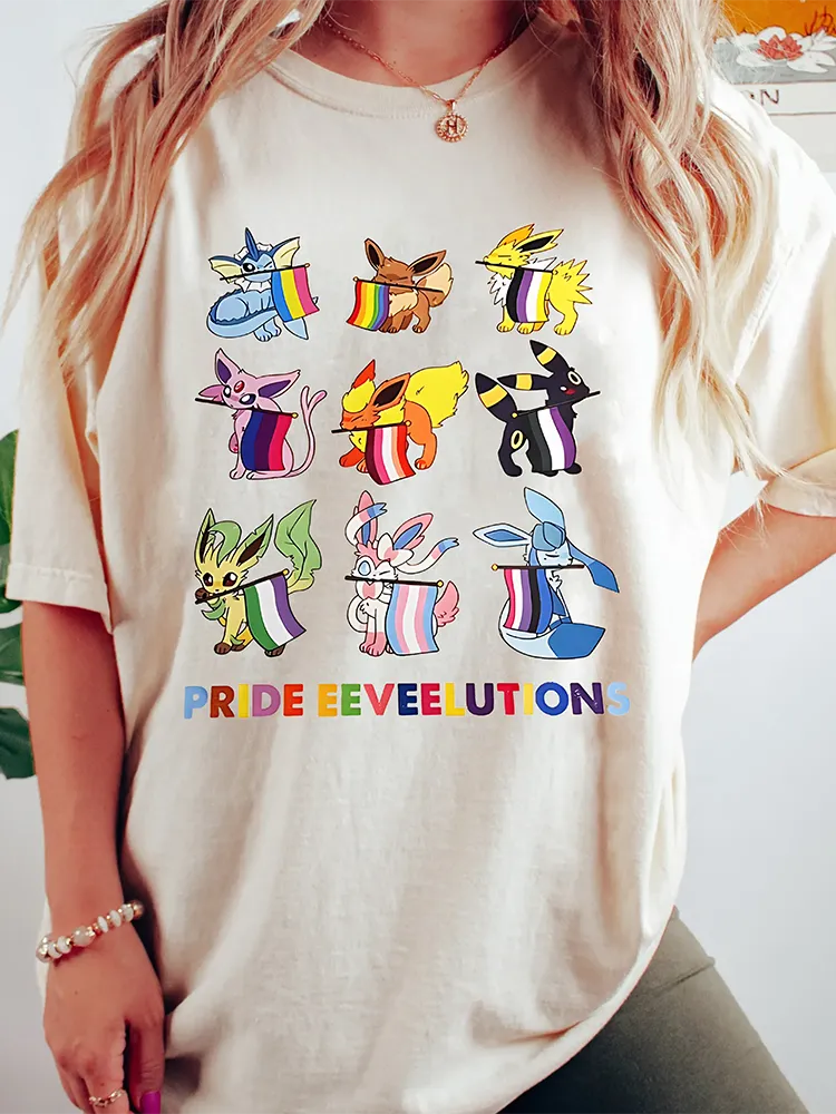Women'S Pride Eeveelutions Round-Neck Short Sleeve T-Shirt