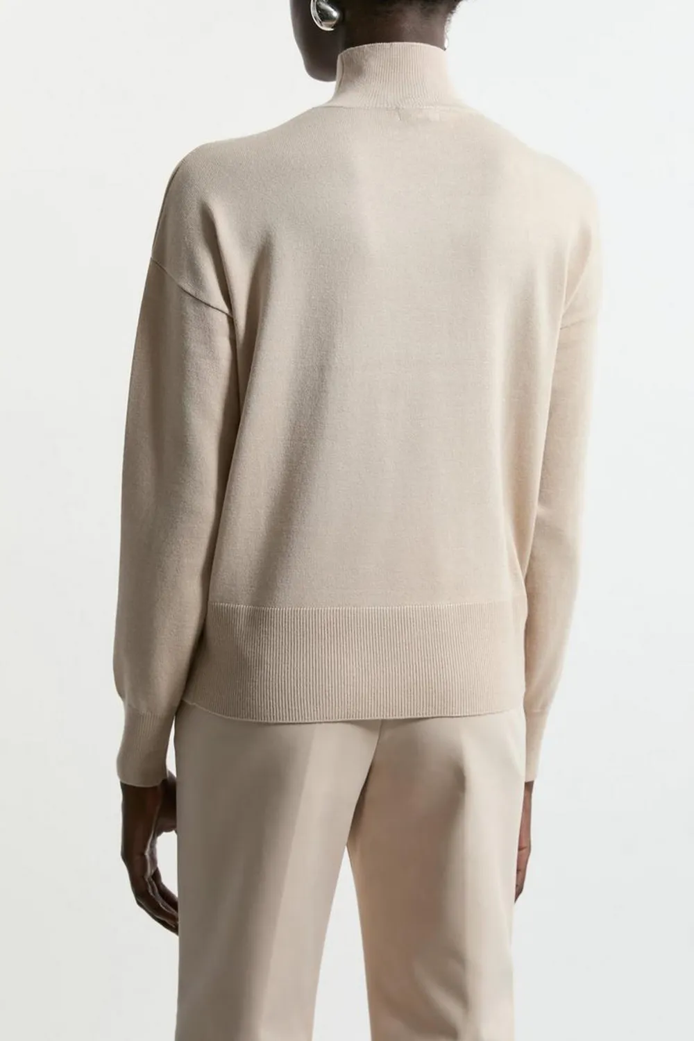 Viscose Blend Popper Detail Knit Jumper
