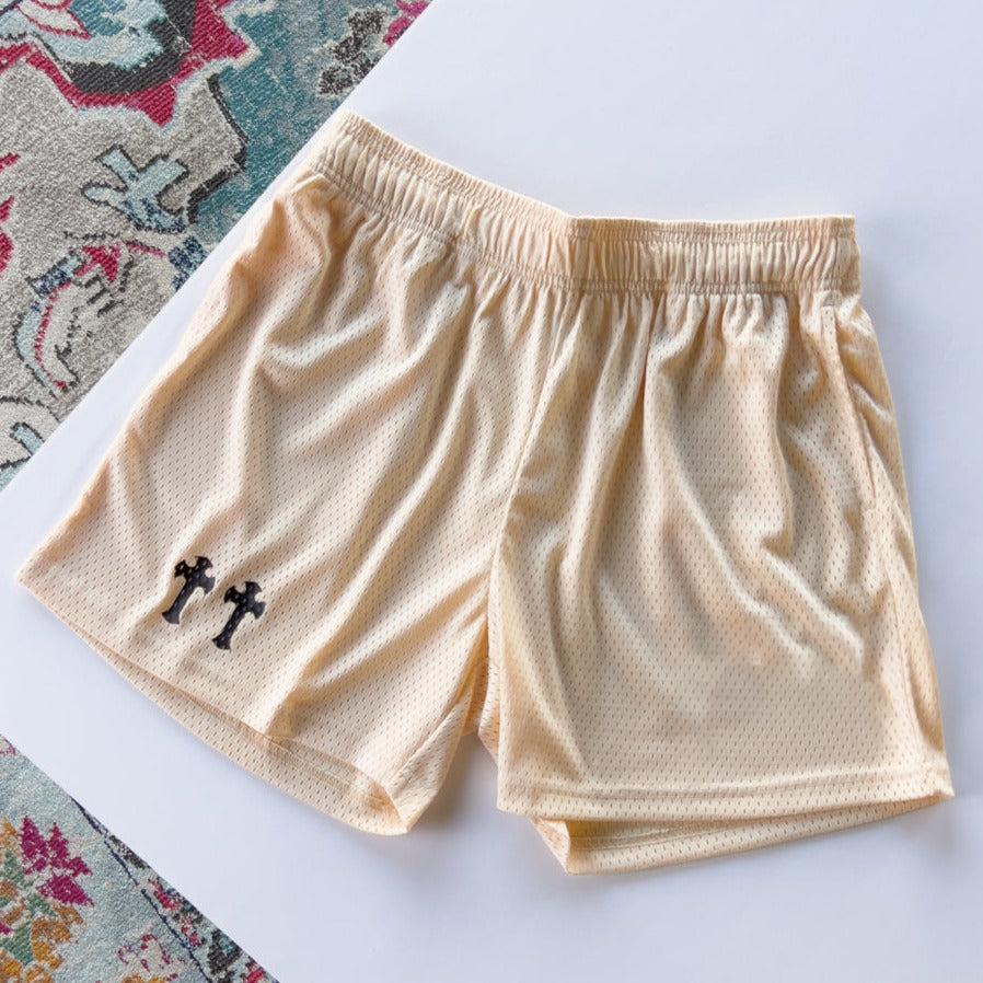 VENTED MESH SHORTS MEDIEVAL - CREAM / BLACK