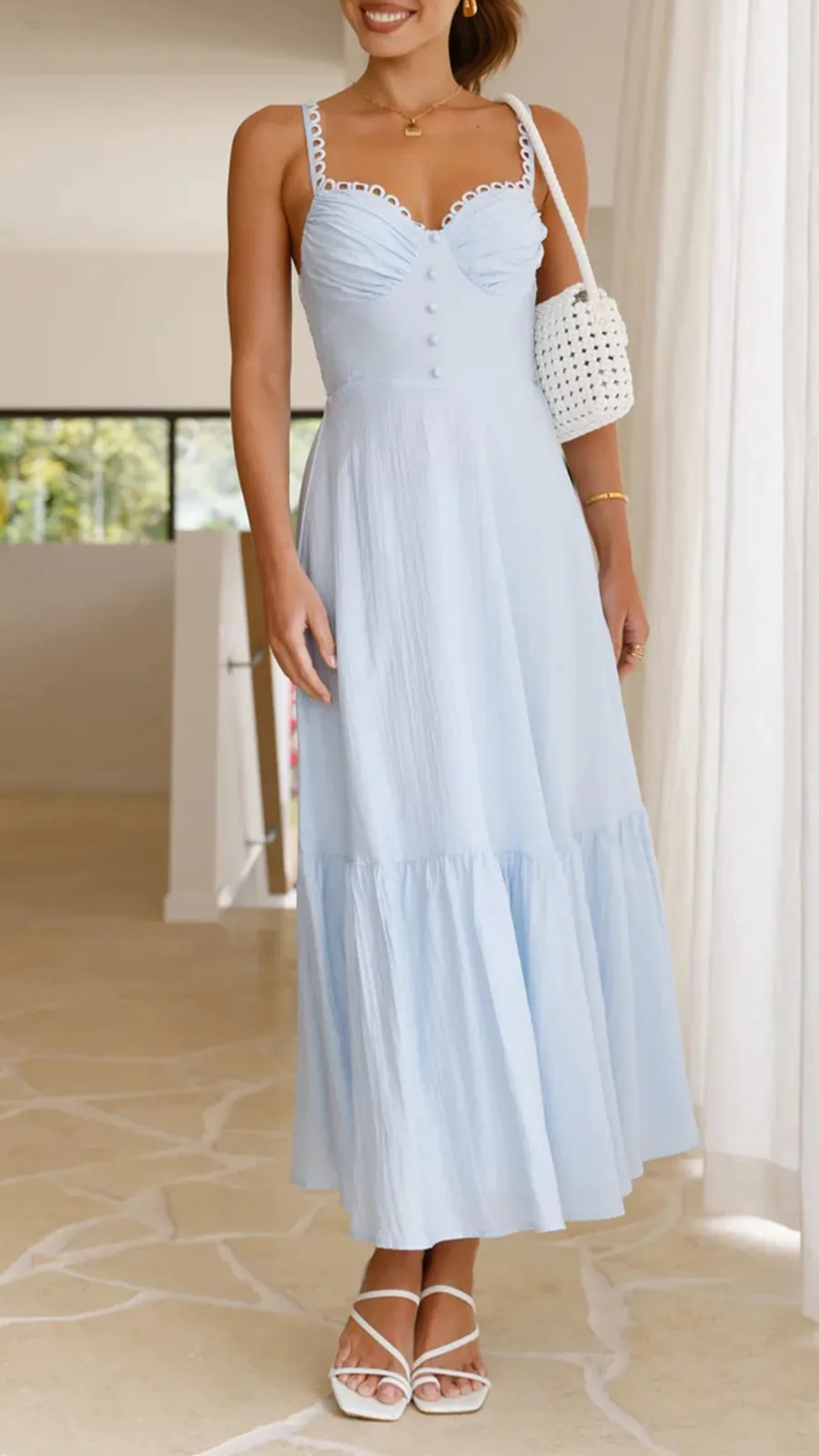 Front Button Detailing Maxi Dress