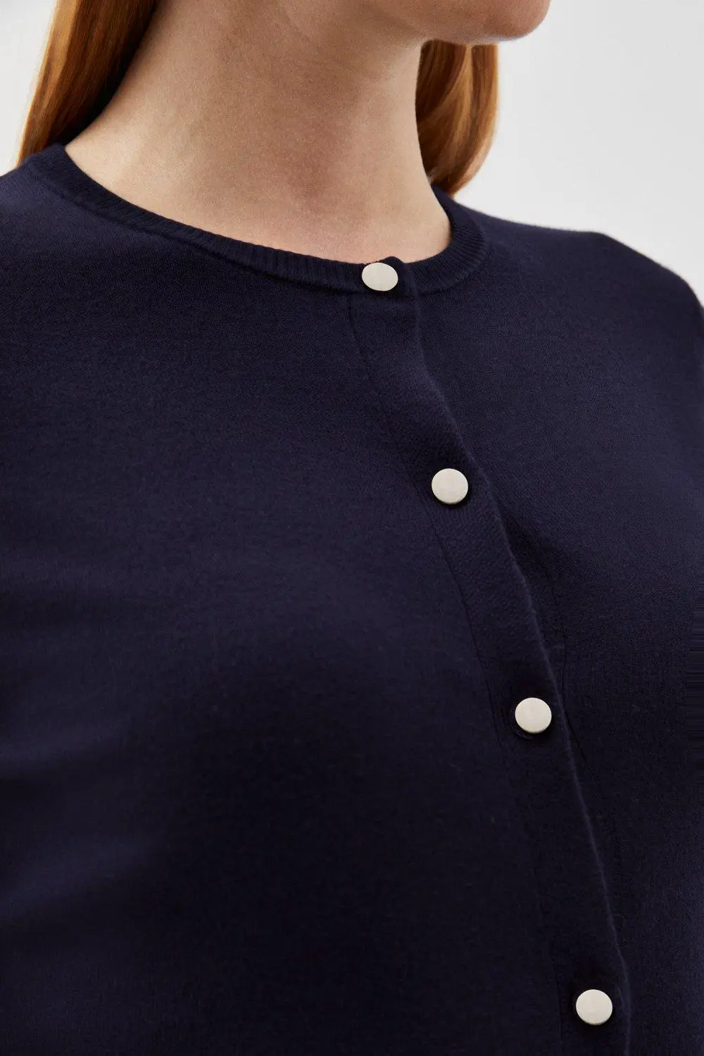 Viscose Blend Knitted Crew Neck Cardigan
