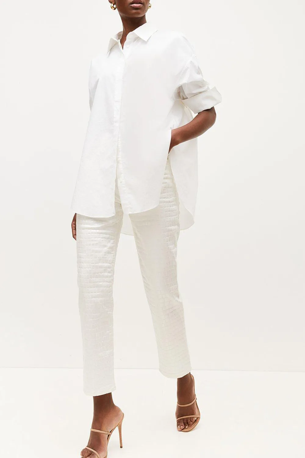 Mid Rise Straight Leg Croc Coated Trouser