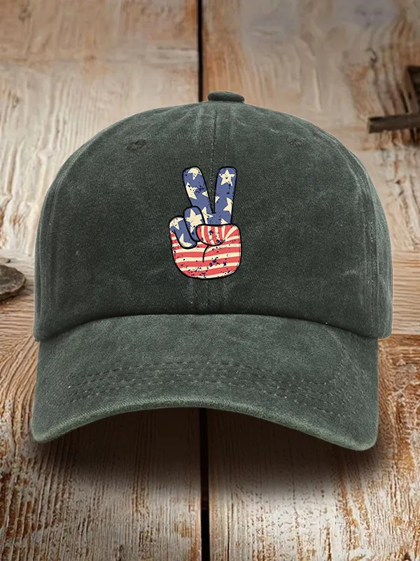 Star Stripe Two Print Washed Baseball Cap