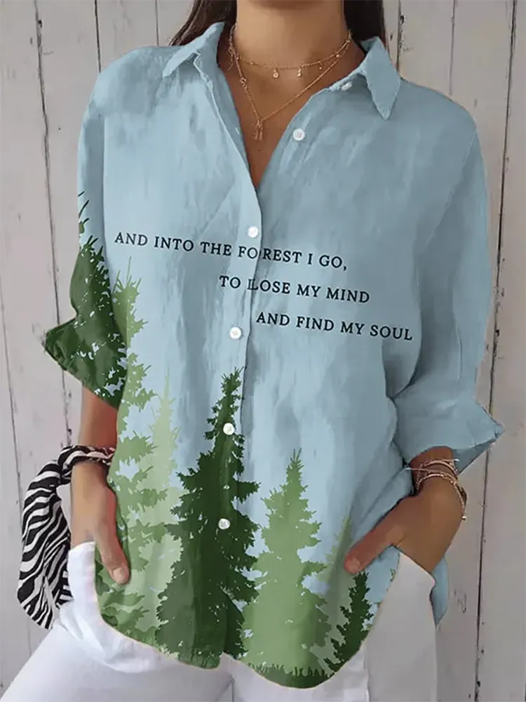 Women'S National Park Casual Lapel Shirt