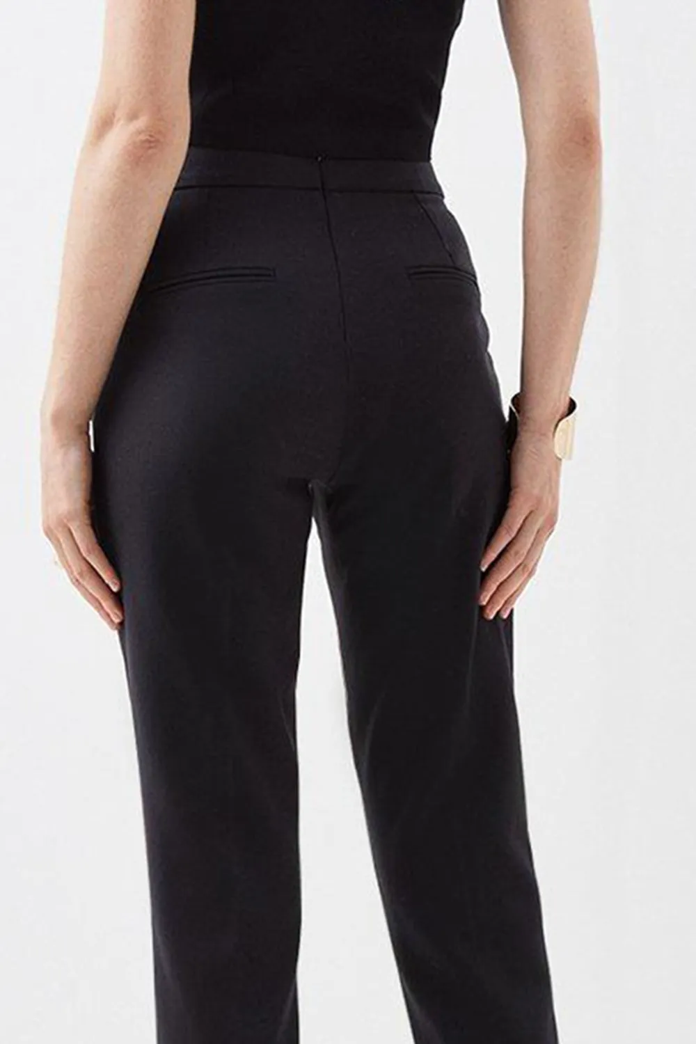 Casual Style Compact Stretch High Waist Tailored Trousers