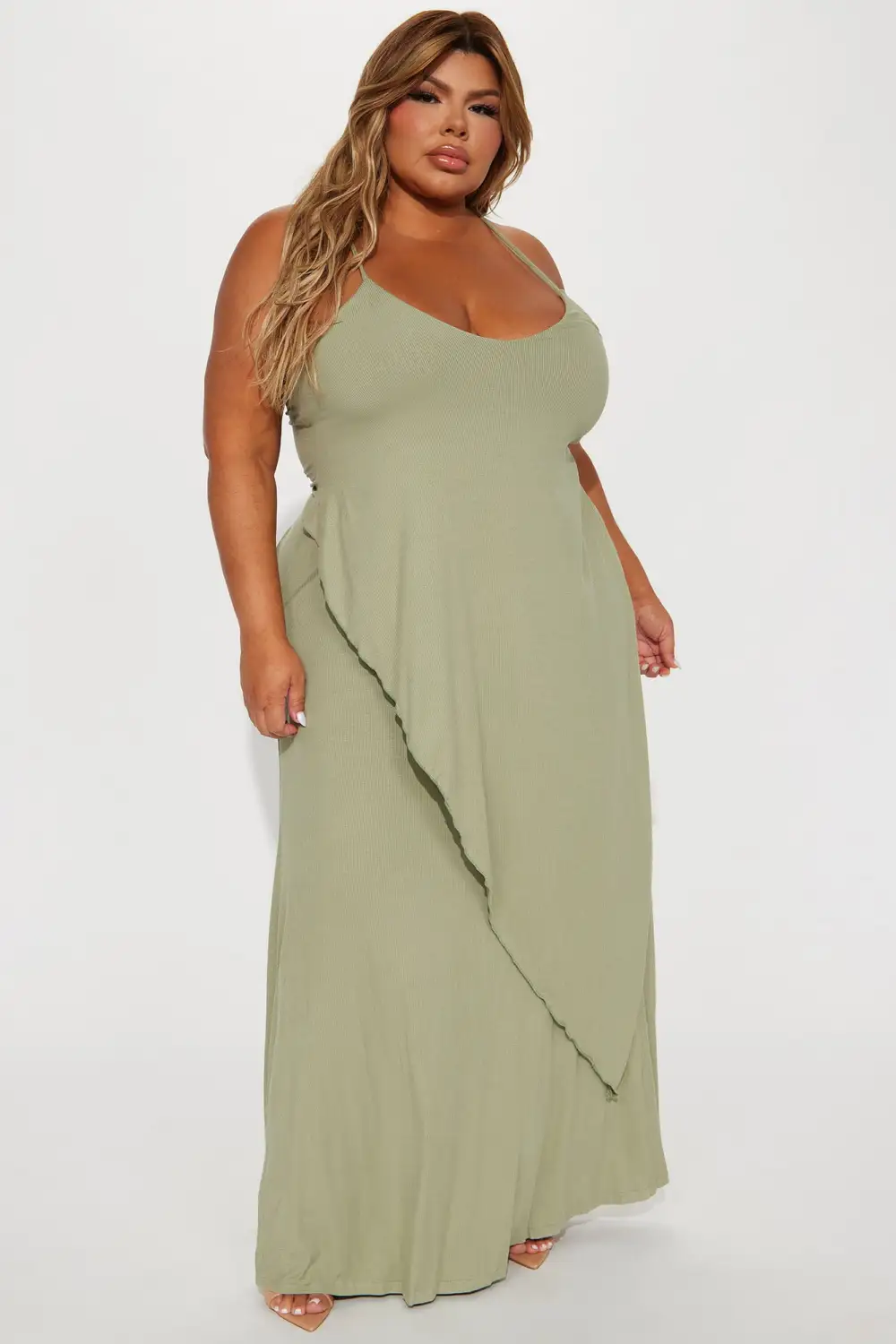 Come This Way Ribbed Maxi Dress - Sage