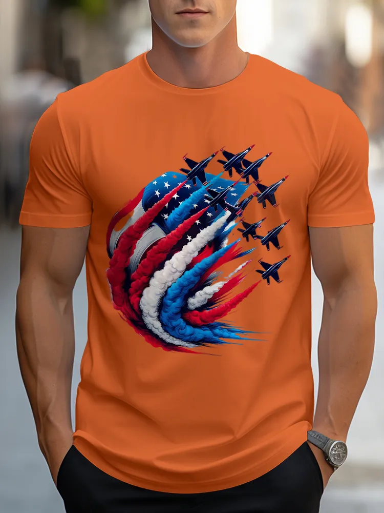 Airplane Smoke-Pulling Performance Print Short Sleeves T-Shirt