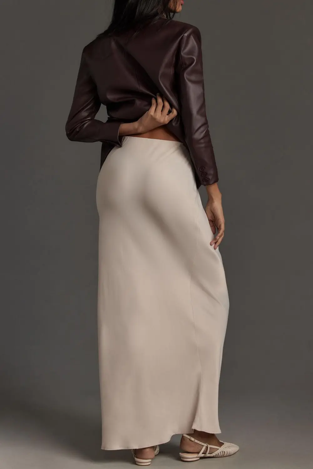 Embellished Side-Drape Maxi Skirt