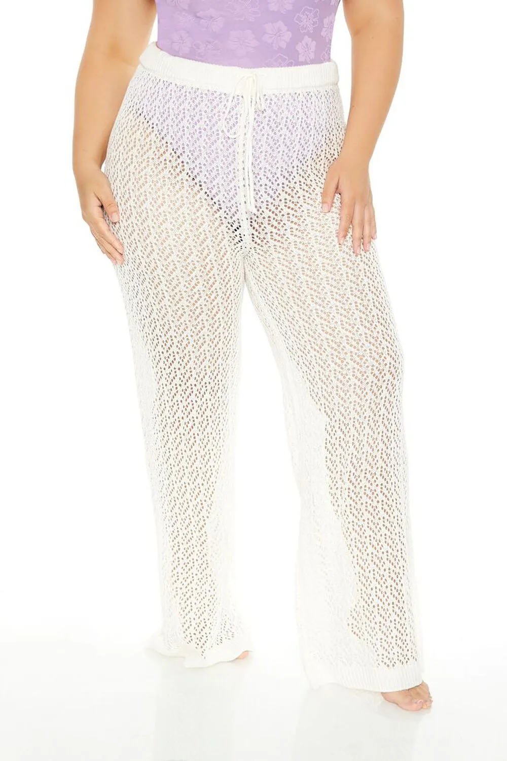 Plus Size Crochet Swim Cover-Up Pants
