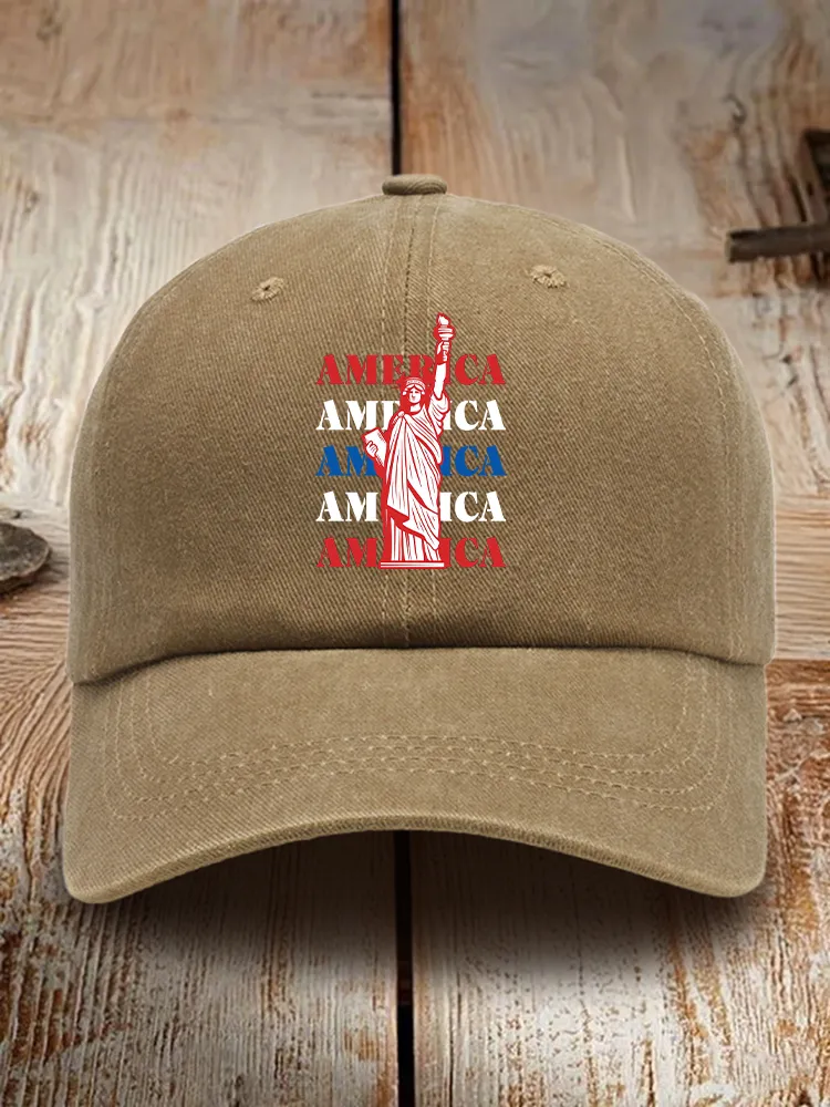 America Print Washed Baseball Cap