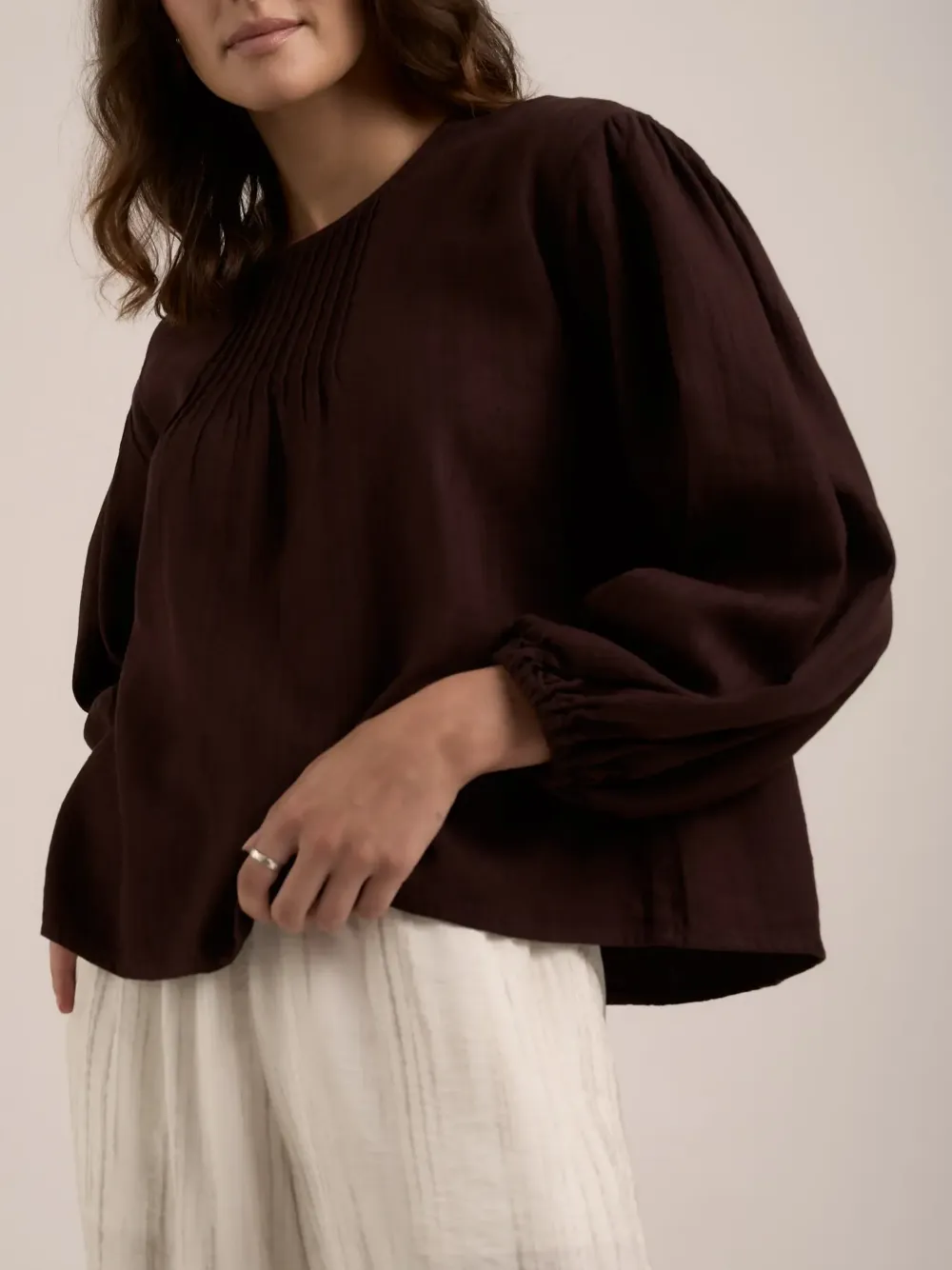Pleated Linen Top
