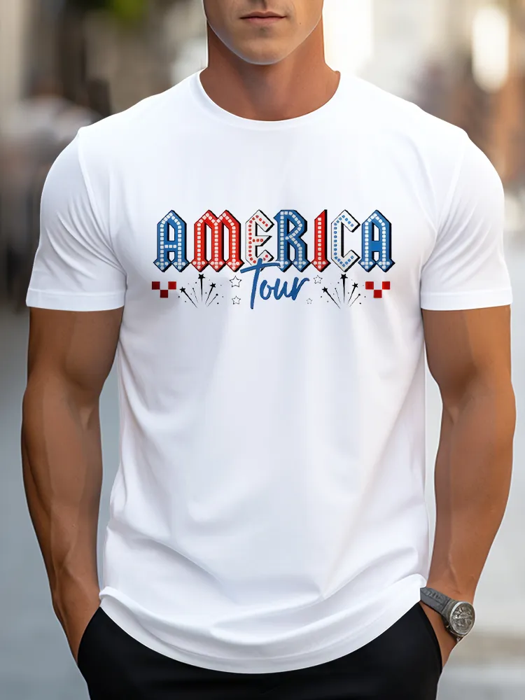 Man'S America Four Round-Neck Short-Sleeved T-Shirt