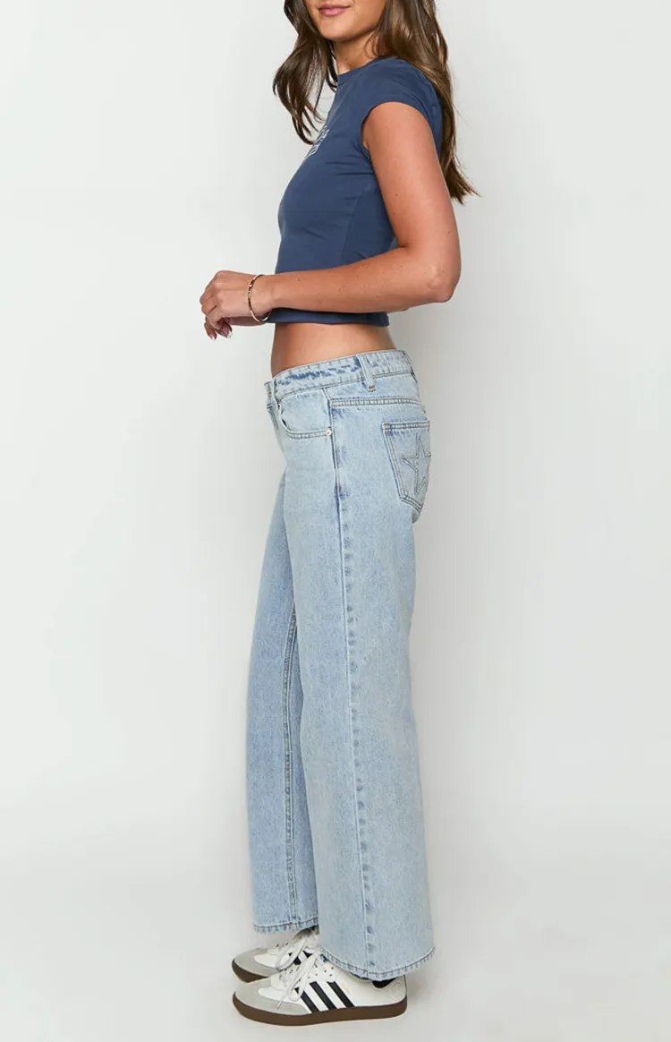 Light Wash Denim Low Rise Jeans
