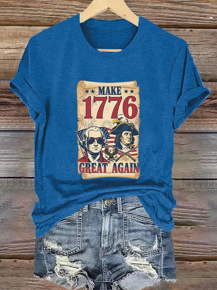 Woman'S Make 1776 Great Again Crew Neck Short Sleeve T-Shirt