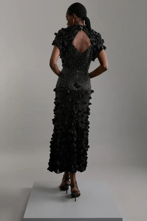 Petite Crystal Applique Angel Sleeve Midaxi Dress