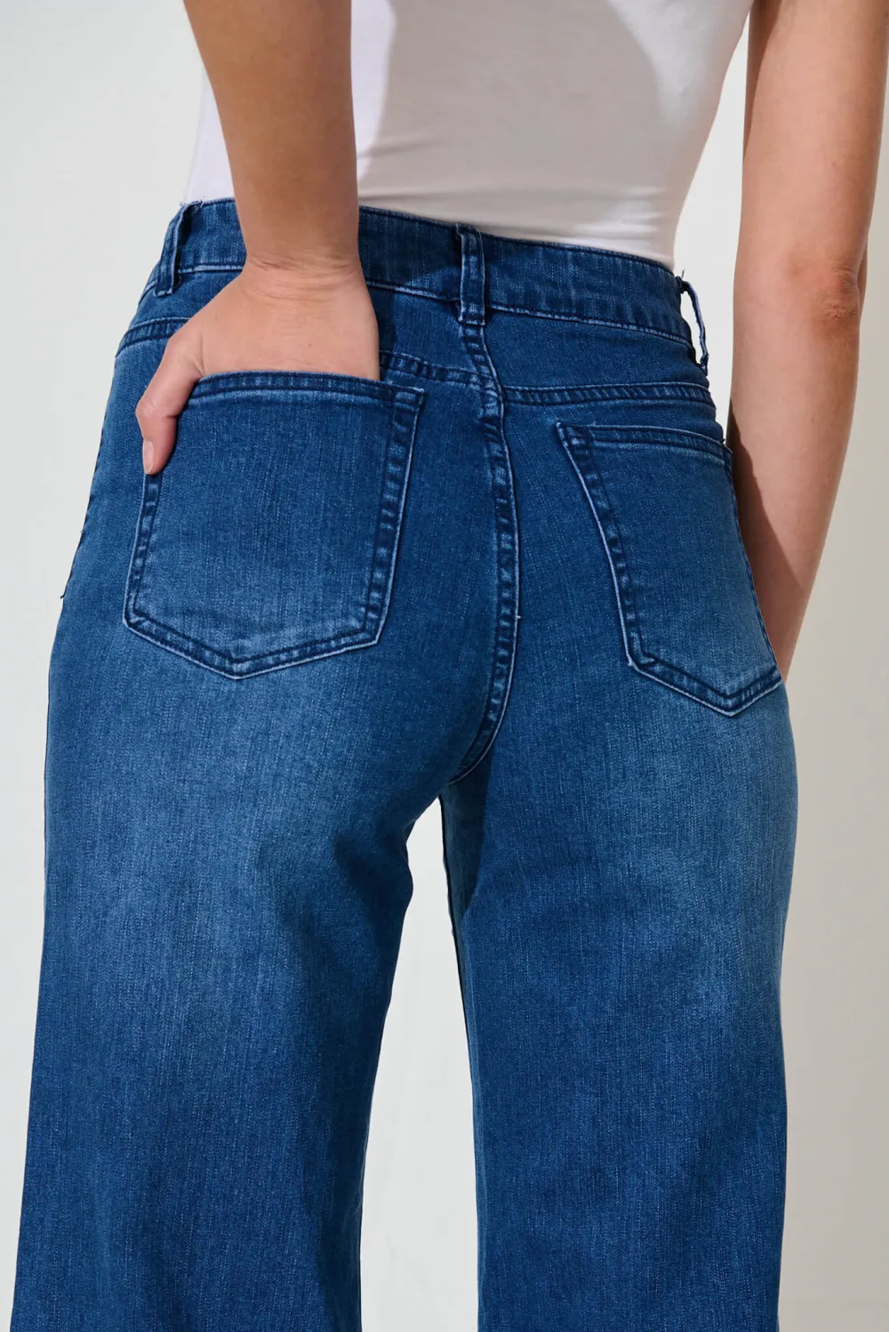 Blue High  Waisted Wide Leg Jeans