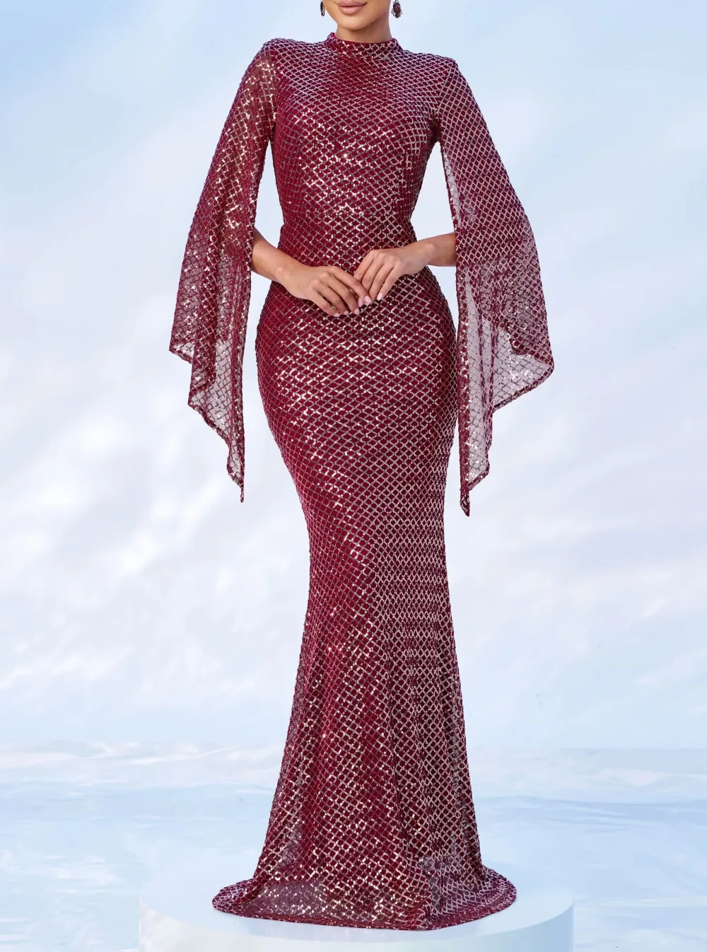 Glitter Bell Sleeve Mermaid Dress