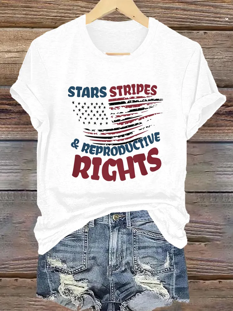 Woman'S Stars Stripes Reproductive Rights Crew Neck Short Sleeve T-Shirt