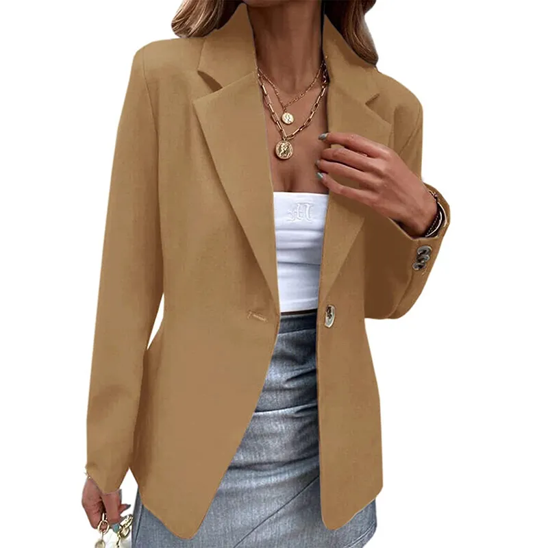 Casual Long Sleeve Solid One Button Blazer