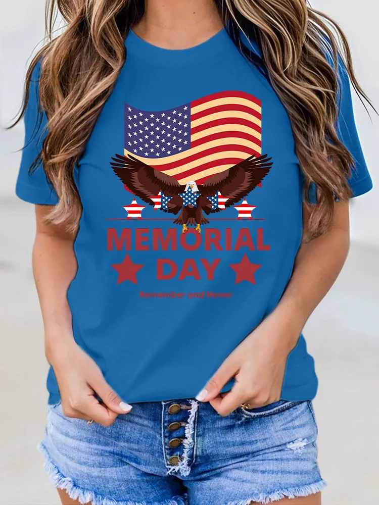 Memorial Day Remember And Honor Round-Neck Short-Sleeved T-Shirt