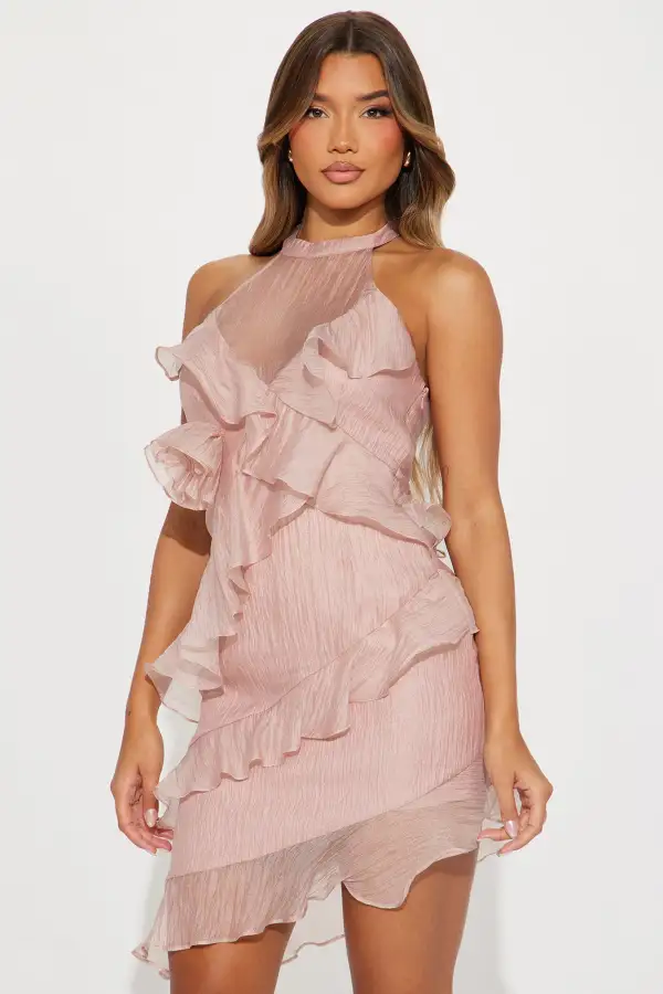 Adore Chiffon Mini Dress - Nude