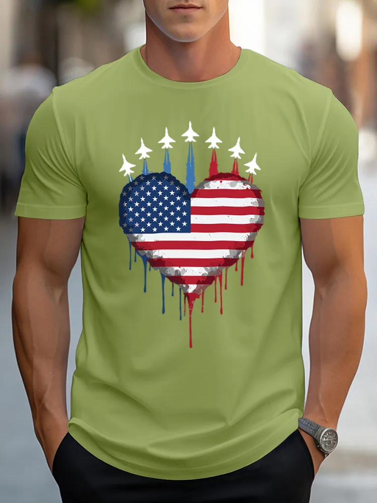 Man'S Independence Day Round-Neck Short-Sleeved T-Shirt