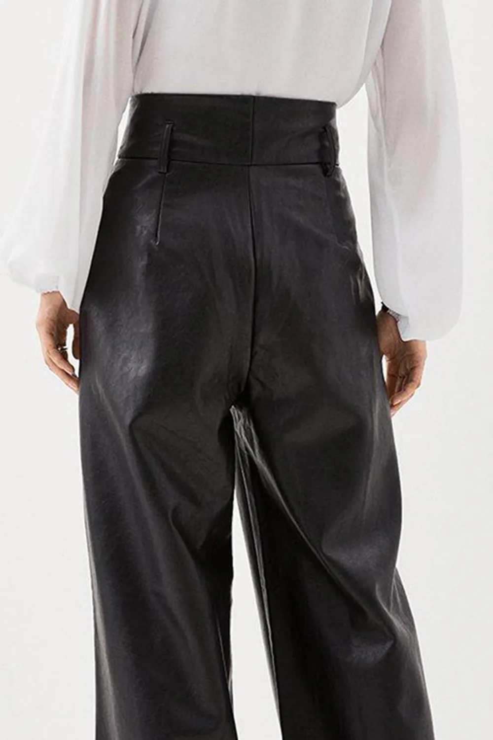 Faux Leather High Waisted Wide Leg Trousers