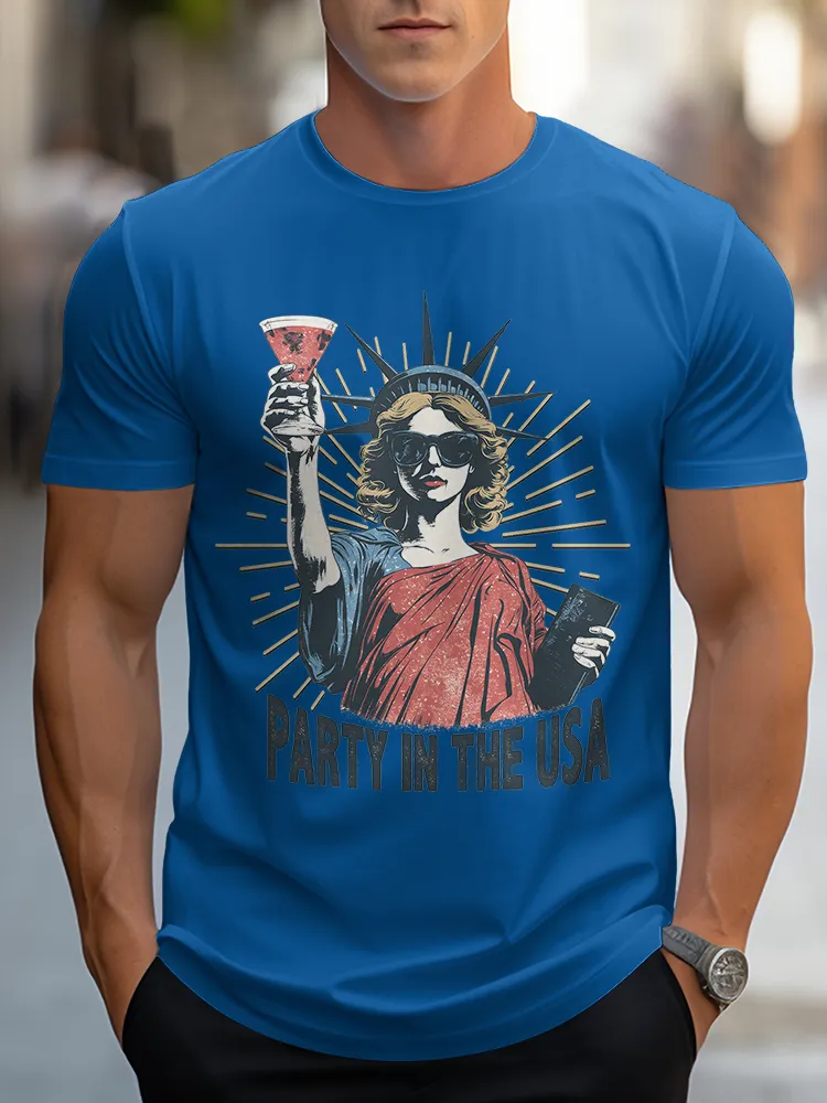 Man'S Party In The USA Round-Neck Short-Sleeved T-Shirt